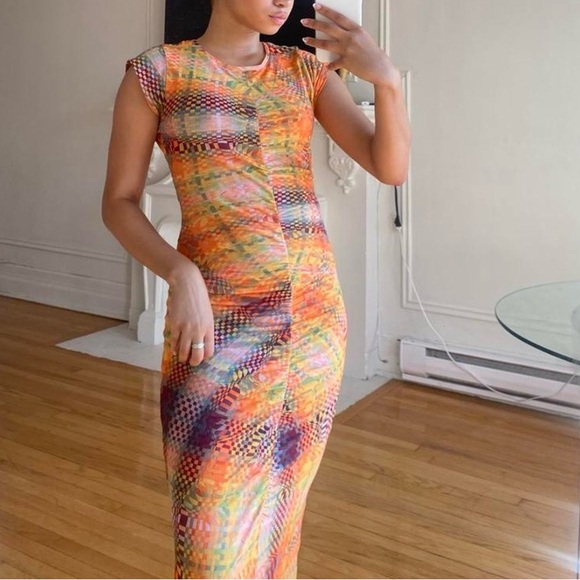 Paloma Wool Multicolor Geometric Short Sleeve Midi Dress - Campo Dress - Picture 3 of 3